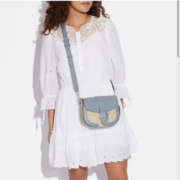 Coach Georgie Saddle Bag in Signature Canvas Blue - Picture 4 of 9